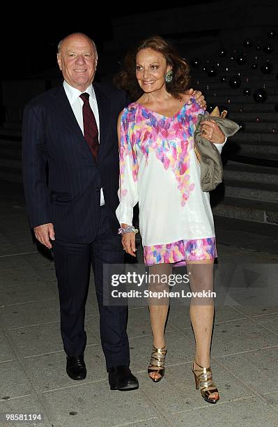 Chairman and CEO of IAC Barry Diller and designer Diane Von Furstenberg attend the Vanity Fair party before the 2010 Tribeca Film Festival at the New...