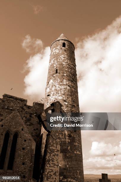 sepia rock of cashel - cashel stock pictures, royalty-free photos & images