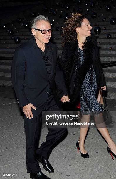 Actor Harvey Keitel and Daphna Kastner arrive at New York State Supreme Court for the Vanity Fair Party during the 2010 Tribeca Film Festival on...