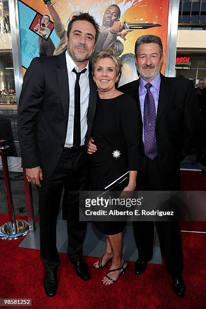 Actor Jeffrey Dean Morgan and parents arrive at Warner Bros. "The Losers" premiere at Grauman's Chinese Theatre on April 20, 2010 in Los Angeles,...