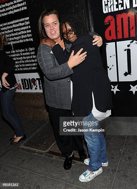 Rosie O'Donnell and Whoopi Goldberg attend the Broadway Opening of "American Idiot" at the St. James Theatre on April 20, 2010 in New York City.