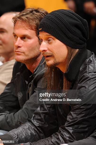 Recording artist Kid Rock attends a game between the Oklahoma City Thunder and the Los Angeles Lakers in Game Two of the Western Conference...
