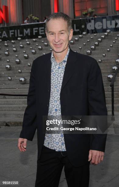 John McEnroe arrives at New York State Supreme Court for the Vanity Fair Party during the 2010 Tribeca Film Festival on April 20, 2010 in New York...