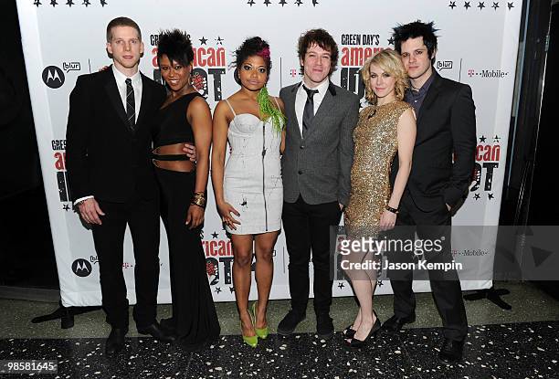 Actors Stark Sands, Christina Sajous, Rebecca Naomi Jones, John Gallagher Jr., Mary Faber and Michael Esper attend the Broadway Opening of "American...