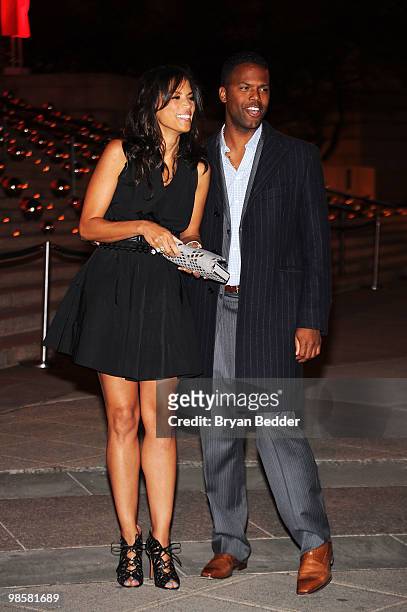 Model Veronica Webb and Extra's AJ Calloway attend the Vanity Fair party before the 2010 Tribeca Film Festival at the New York State Supreme Court on...