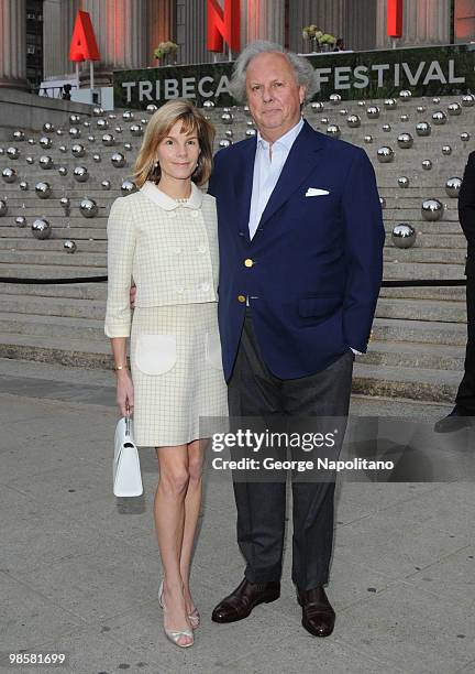 Graydon Carter and Anna Scott Carter arrives at New York State Supreme Court for the Vanity Fair Party during the 2010 Tribeca Film Festival on April...