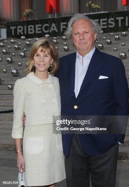 Graydon Carter and Anna Scott Carter arrives at New York State Supreme Court for the Vanity Fair Party during the 2010 Tribeca Film Festival on April...