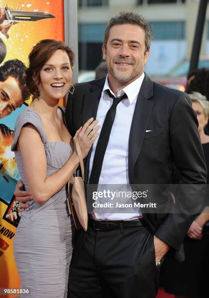 Actors Hilarie Burton and Jeffrey Dean Morgan arrive at "The Losers" Premiere at Grauman's Chinese Theatre on April 20, 2010 in Hollywood, California.