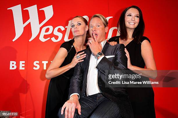 Charlotte Dawson, Carson Kressley and Ricky-Lee Coulter pose during the launch of Carson's national Westfield Be Styled Tour at Westfield Bondi...