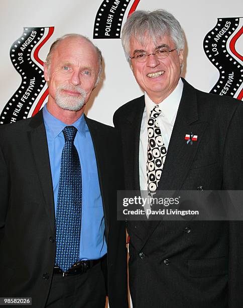 Actor Ed Harris and festival director Vladek Juszkiewicz attend the 11th Annual Polish Film Festival Opening Gala at the Egyptian Theatre on April...