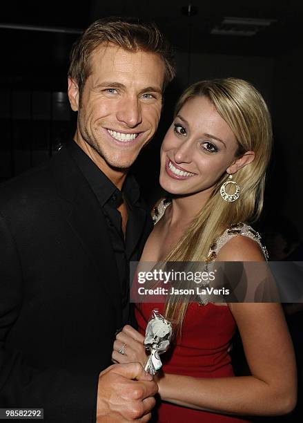 Jake Pavelka and Vienna Girardi attend the premiere party for "MTV Hired!" at Cinespace on April 20, 2010 in Hollywood, California.