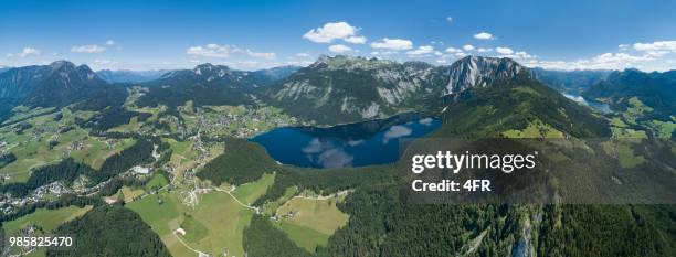 altaussee and grundlsee, styria, ausseerland, panorama, austrian alps - bad aussee stock pictures, royalty-free photos & images