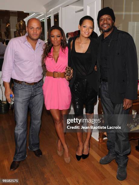 Stephen Belafonte, Melanie Brown, Keisha Whitaker and Forest Whitaker attend the Kissable Couture with Keisha Whitaker at Diane Merrick Boutique on...