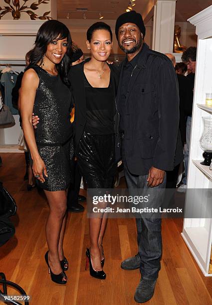 Keisha Whitaker, Shaun Robinson and Forest Whitaker attend the Kissable Couture with Keisha Whitaker at Diane Merrick Boutique on April 20, 2010 in...