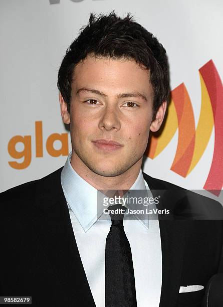 Actor Cory Monteith attends the 21st annual GLAAD Media Awards at Hyatt Regency Century Plaza on April 17, 2010 in Century City, California.