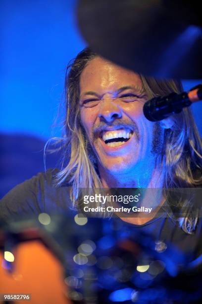 Musician Taylor Hawkins of Taylor Hawkins And The Coattail Riders performs at the Troubadour on April 20, 2010 in Los Angeles, California.