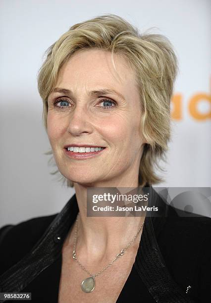 Actress Jane Lynch attends the 21st annual GLAAD Media Awards at Hyatt Regency Century Plaza on April 17, 2010 in Century City, California.