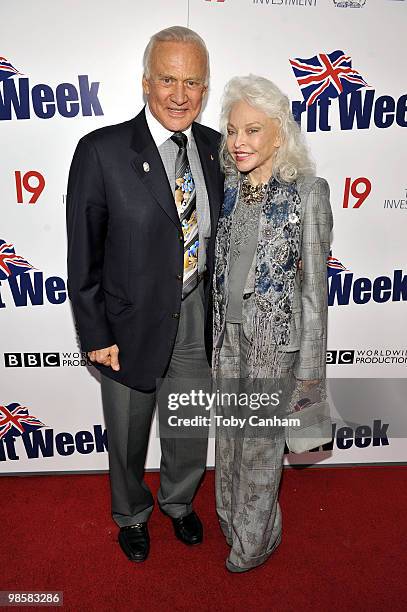 Buzz Aldrin and Lois Aldrin attend the Champage launch of BritWeek held at the Consul Generals residence on April 20, 2010 in Los Angeles, California.