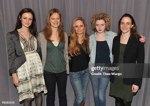 Alexis Bledel, Marin Ireland, Halley Wegryn Gross, Julia Garner and Maria Dizzia attend a reading of "Martha Marcy May Marlene" at the 52nd Street...