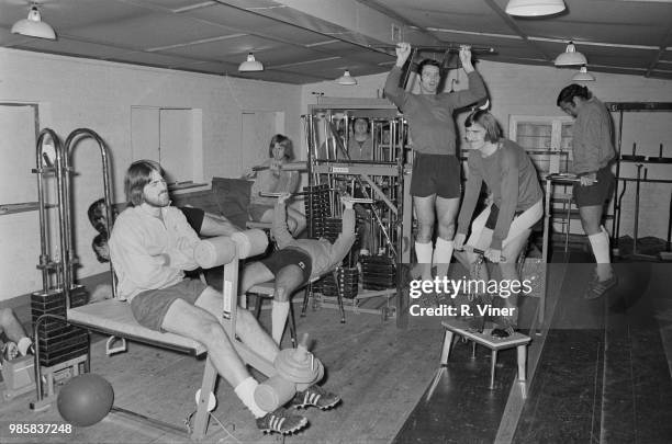 Birmingham City FC players pictured training on newly installed exercise equipment at the club's training facility in Birmingham on 14th October...