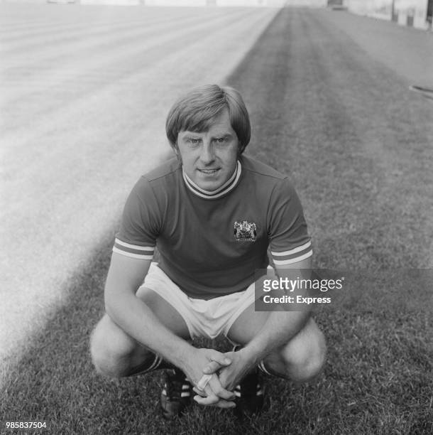 English professional footballer and defender with Bristol City FC, David Merrington posed on the pitch at Ashton Gate stadium in Bristol on 18th...
