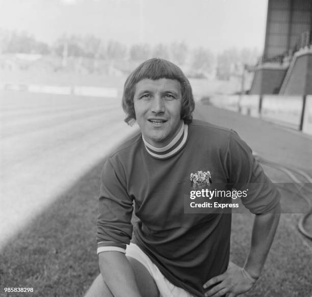 English professional footballer Les Wilson of Bristol City FC, posed on the pitch at Ashton Gate stadium in Bristol on 18th August 1972.