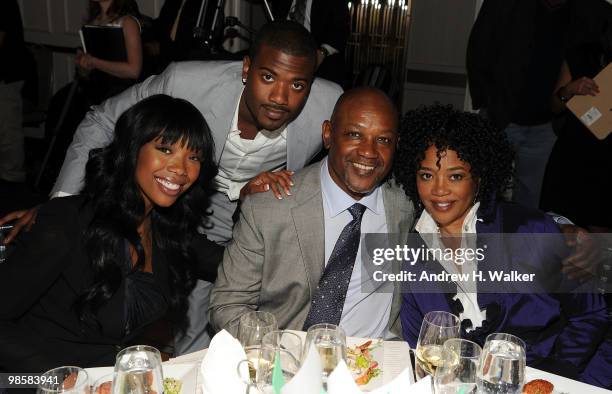 Brandy, Ray J, Ray Norwood, Sr. And honoree Sonja Norwood attend the 2010 Dress For Success Worldwide Gala at the Grand Hyatt Hotel on April 20, 2010...