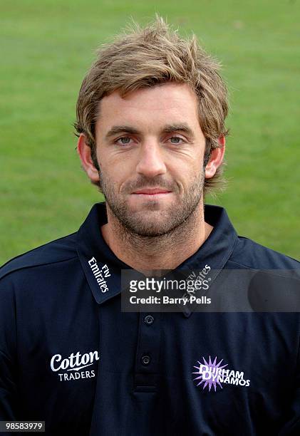 Liam Plunkett of Durham poses for a portrait during the Durham CCC photocall at the Riverside on April 6, 2010 in Chester-Le-Street, England.