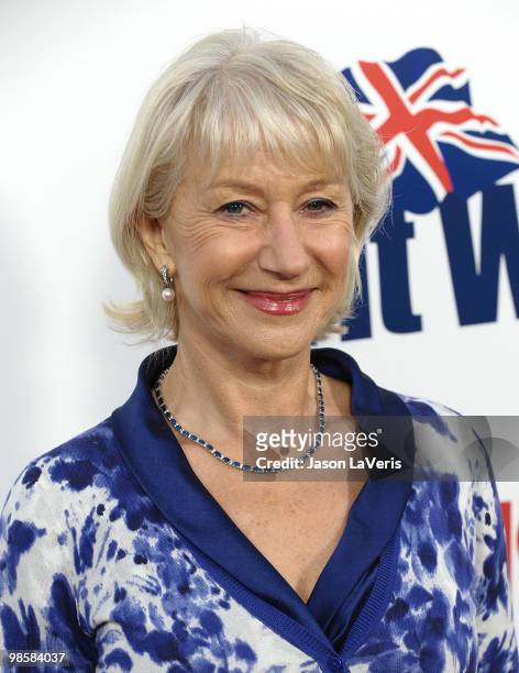 Actress Helen Mirren attends the BritWeek champagne launch red carpet event at the British Consul General's residence on April 20, 2010 in Los...
