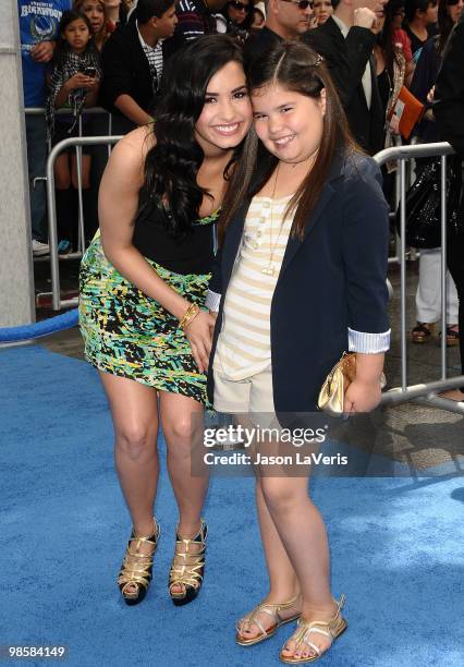 Singer/actress Demi Lovato and sister Madison De La Garza attend the premiere of "Oceans" at the El Capitan Theatre on April 17, 2010 in Hollywood,...