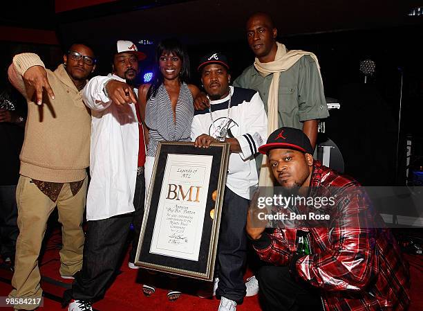 Lloyd, Khujo Goodie, Catherine Brewton, Antwon "Big Boi" Patton, Rico Wade and T-Mo Goodie attend the BMI Unsigned Urban Showcase at the Havana Club...