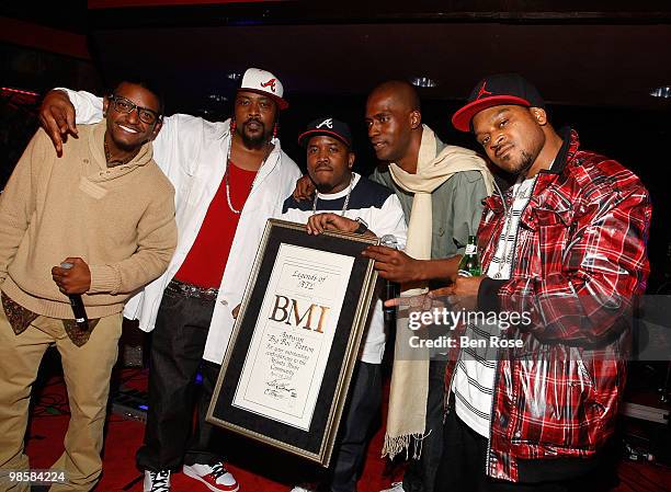 Lloyd, Khujo Goodie, Antwon "Big Boi" Patton, Rico Wade and T-Mo Goodie attend the BMI Unsigned Urban Showcase at the Havana Club on April 20, 2010...