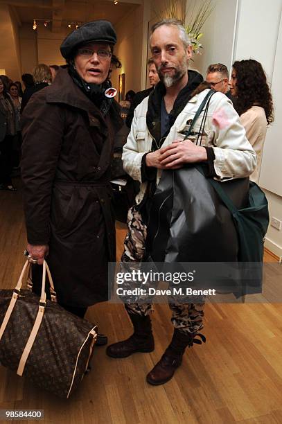 Adam Ant and Ben Westwood attend the launch event for Triana De Lamo Terry's exhibition 'Soho Lights' at Gallery 27 on April 20, 2010 in London,...