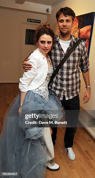 Richard Bacon and Triana De Lamo Terry attend the launch event for Triana De Lamo Terry's exhibition 'Soho Lights' at Gallery 27 on April 20, 2010 in...