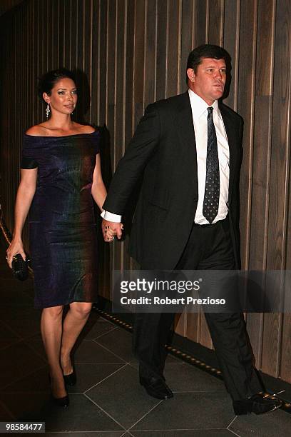 James Packer and Erica Packer attend the opening party of the Crown Metropol hotel on April 21, 2010 in Melbourne, Australia.