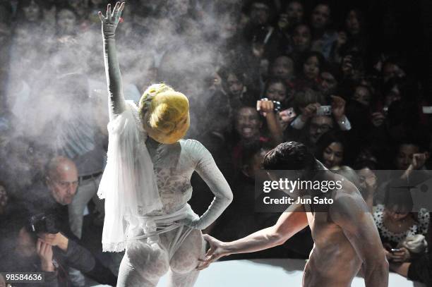 Singer Lady Gaga performs onstage during MAC 'Viva Glam' campaign at the Tabloid on April 20, 2010 in Tokyo, Japan.