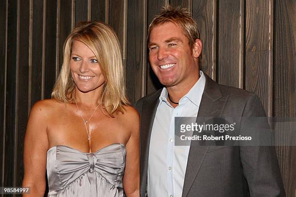 Simone Warne and Shane Warne attend the opening party of the Crown Metropol hotel on April 21, 2010 in Melbourne, Australia.