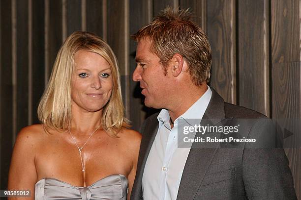 Simone Warne and Shane Warne attend the opening party of the Crown Metropol hotel on April 21, 2010 in Melbourne, Australia.