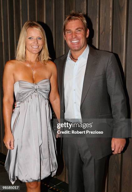 Simone Warne and Shane Warne attend the opening party of the Crown Metropol hotel on April 21, 2010 in Melbourne, Australia.