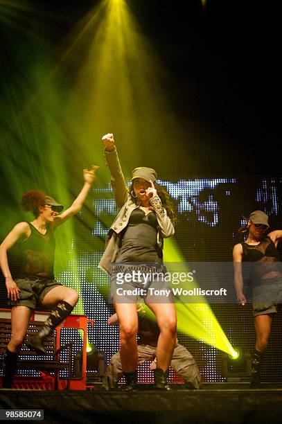 Tulisa of N-Dubz performs at De Montfort Hall on April 20, 2010 in Leicester, England.