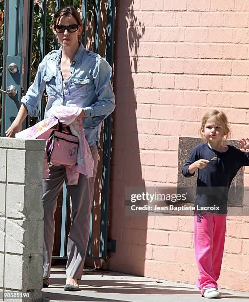 Jennifer Garner and Violet Affleck are seen on April 2, 2010 in Santa Monica, California.