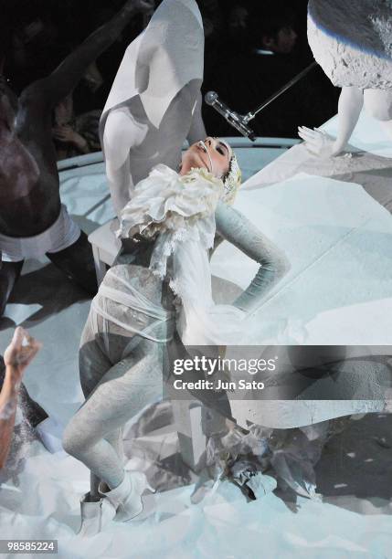 Singer Lady Gaga performs onstage during MAC 'Viva Glam' campaign at the Tabloid on April 20, 2010 in Tokyo, Japan.