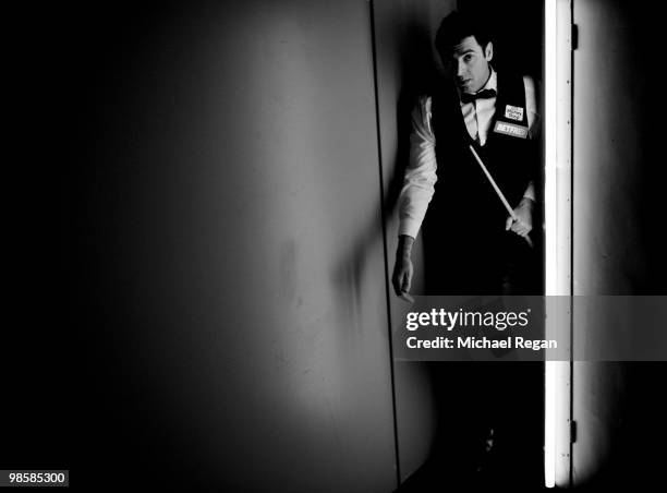 Ronnie O'Sullivan of England walks backstage during the Betfred.com World Snooker Championships at the Crucible Theatre on April 19, 2010 in...