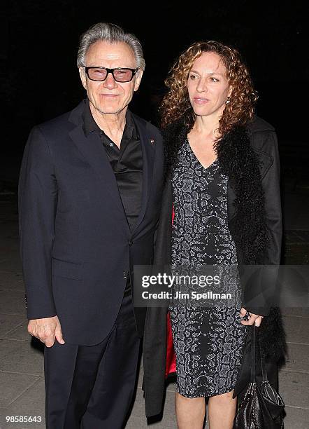 Actor Harvey Keitel and Daphna Kastner attend the Vanity Fair Party during the 9th Annual Tribeca Film Festival at New York State Supreme Court on...