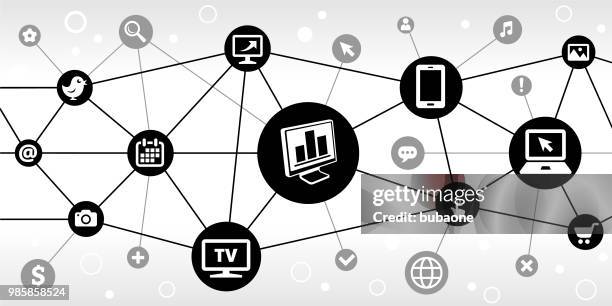 stockillustraties, clipart, cartoons en iconen met staafdiagram op computer internet communicatie technologie driehoekige knooppunt patroon achtergrond - bar graph