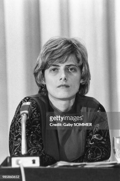 Petra Kelly lors de la campagne électorale en février 1983 en RFA.