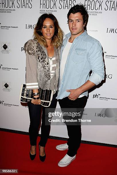 Pip Edwards and Adam Ashley-Cooper attend the launch of the 15th anniversary of Rosemount Australia Fashion Week and the exhibition Frock Stars:...
