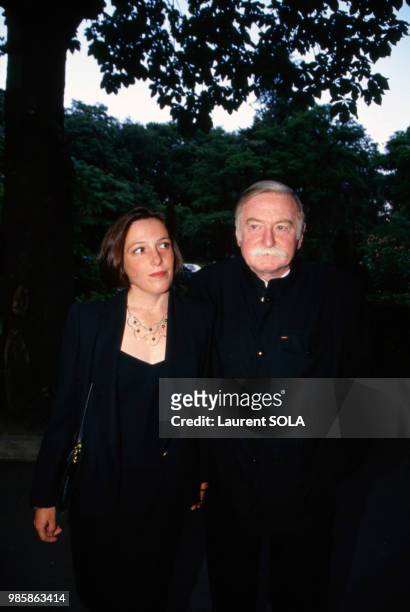Jacques Lanzmann et sa femme au mariage de PL Sulitzer le 29 juin 1993, France.