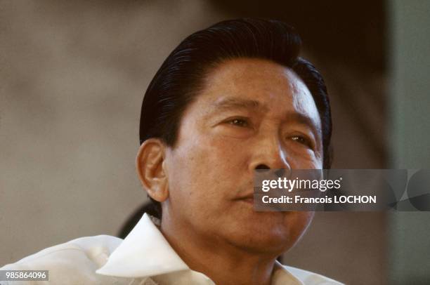 Le président philippin Ferdinand Marcos lors d'un discours en mars 1978 à Manille, Philippines.