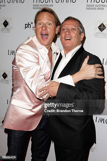 Carson Kressley and Jayson Brunsdon attend the launch of the 15th anniversary of Rosemount Australia Fashion Week and the exhibition Frock Stars:...